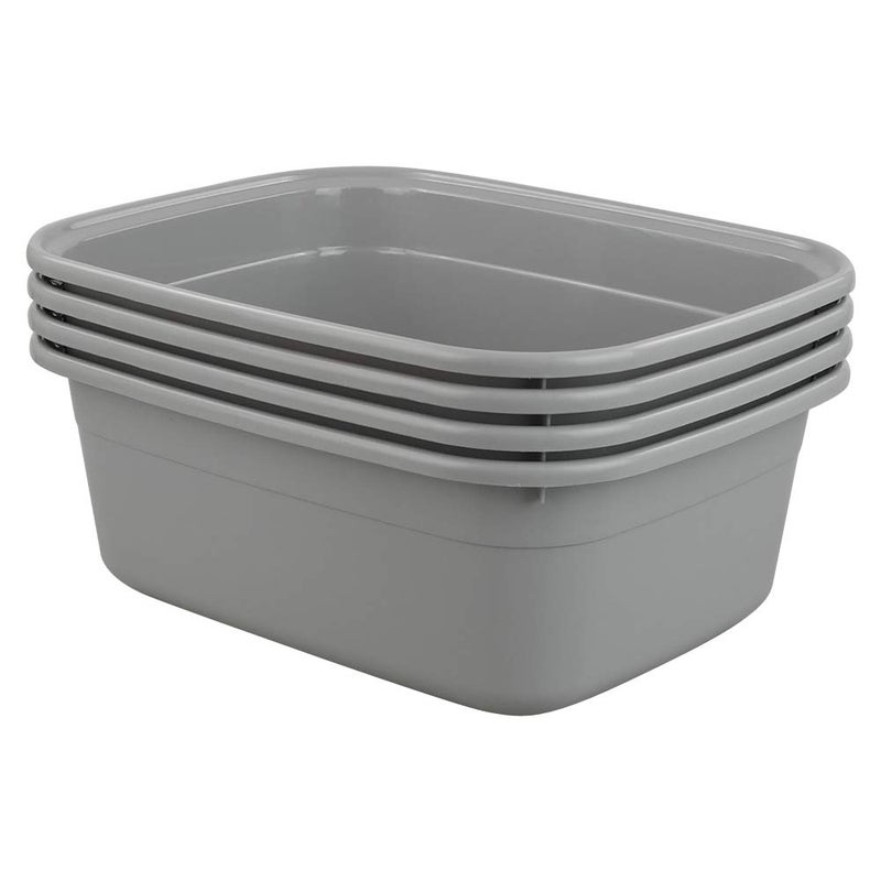 Teyyvn Plastic 14 Quart Dish Pan, Pack for 4 Plastic Rectangular Wash Basin - Image 1